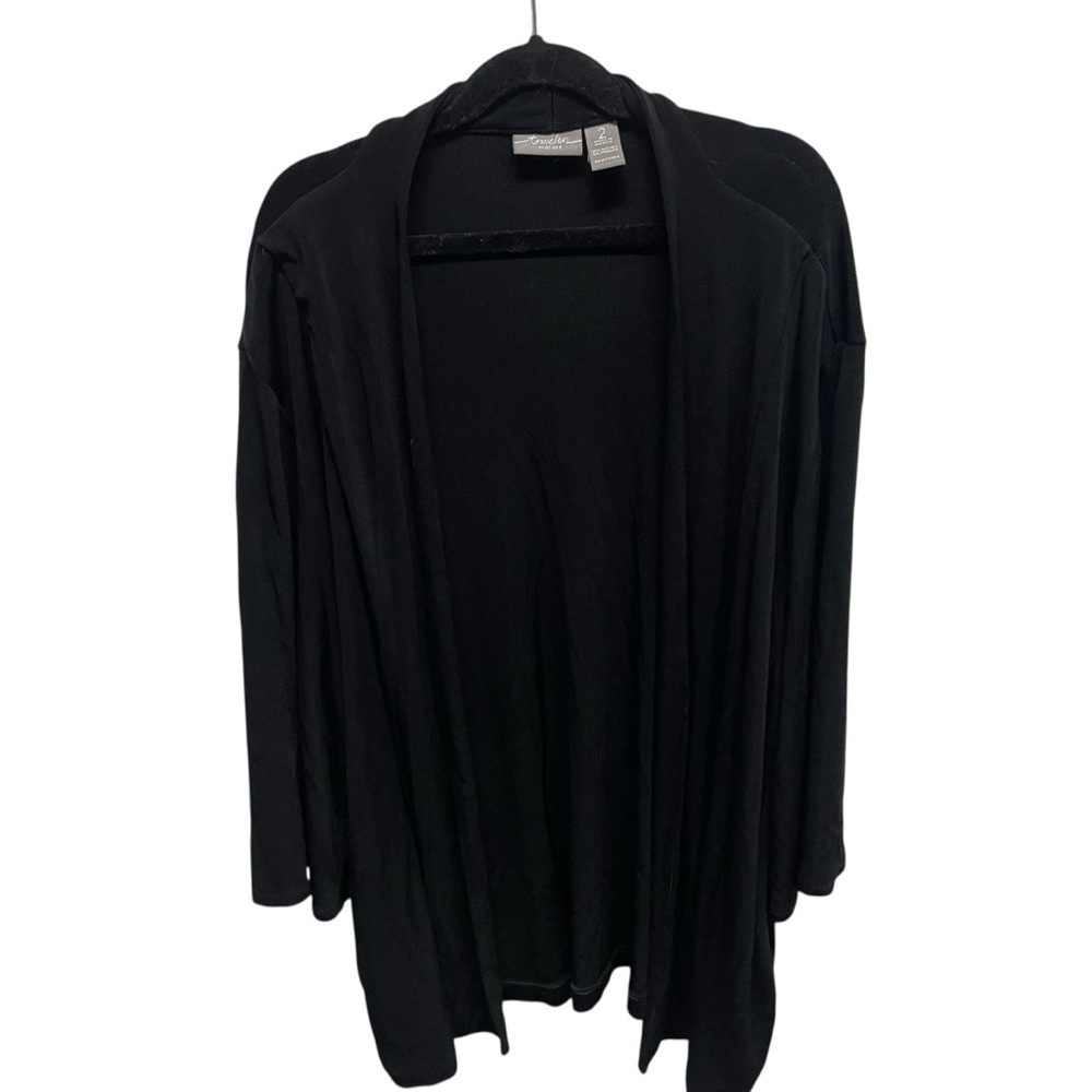 Chicos Travelers women’s slinky cardigan jacket black size 2 (Large) casual